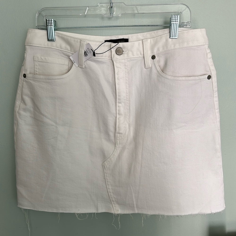 Women’s White Denim Mini Skirt - Classic Straight Fit